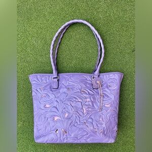 Patricia Nash Adeline Amethyst Tooled Cutout Leather Tote